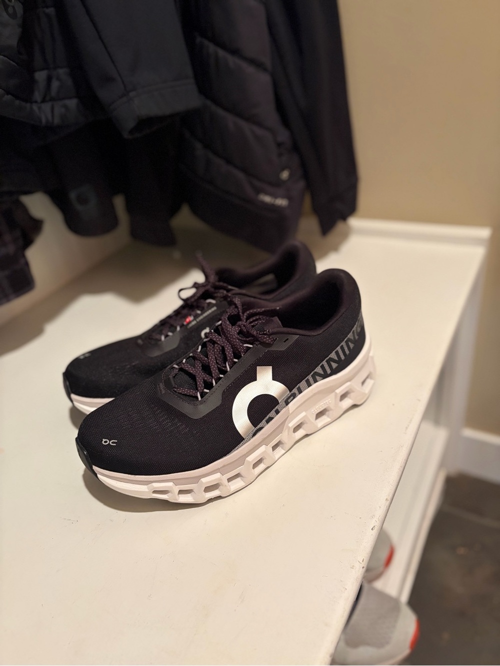 On Men’s Cloudmonster Running Men's Running Shoes in Black/White